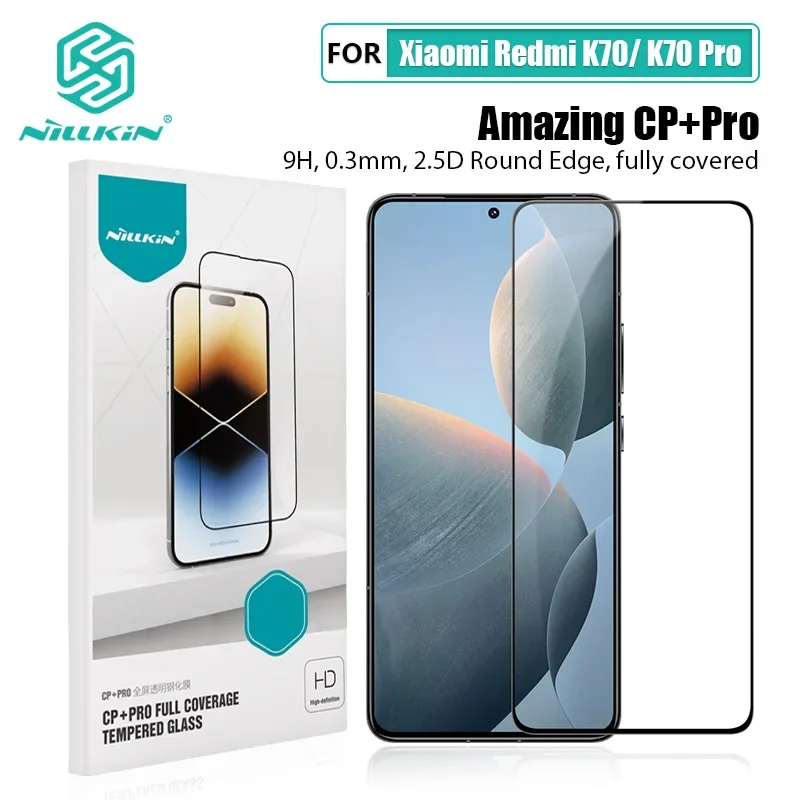 Для Xiaomi Redmi K70 Pro закаленное стекло NILLKIN CP + PRO / H противовзрывная полностью защитная