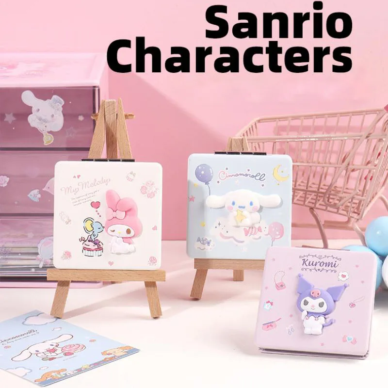 

Зеркало Kawaii Sanrio, двухстороннее складное трехмерное портативное зеркало, милое Коричное зеркало My Melody Kuromi, туалетное зеркало, подарок