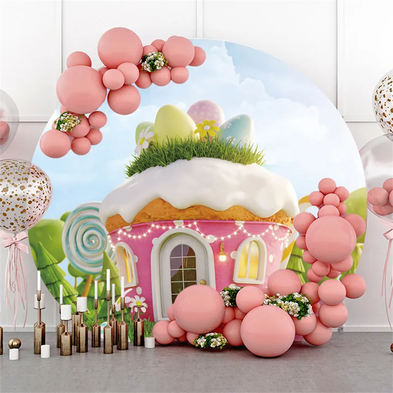 

Фон для фотосъемки с изображением дома и конфет