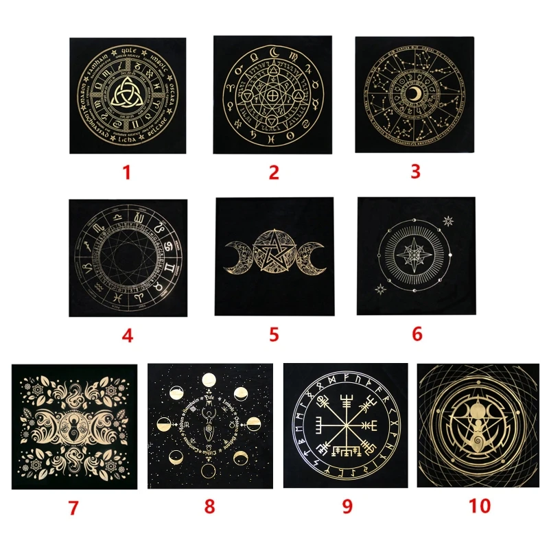 

19x19In Flannel Tarot Tablecloth Rune Divination Altar Tarot Patch Table Cover For Magician Daily Board Game Card Pad