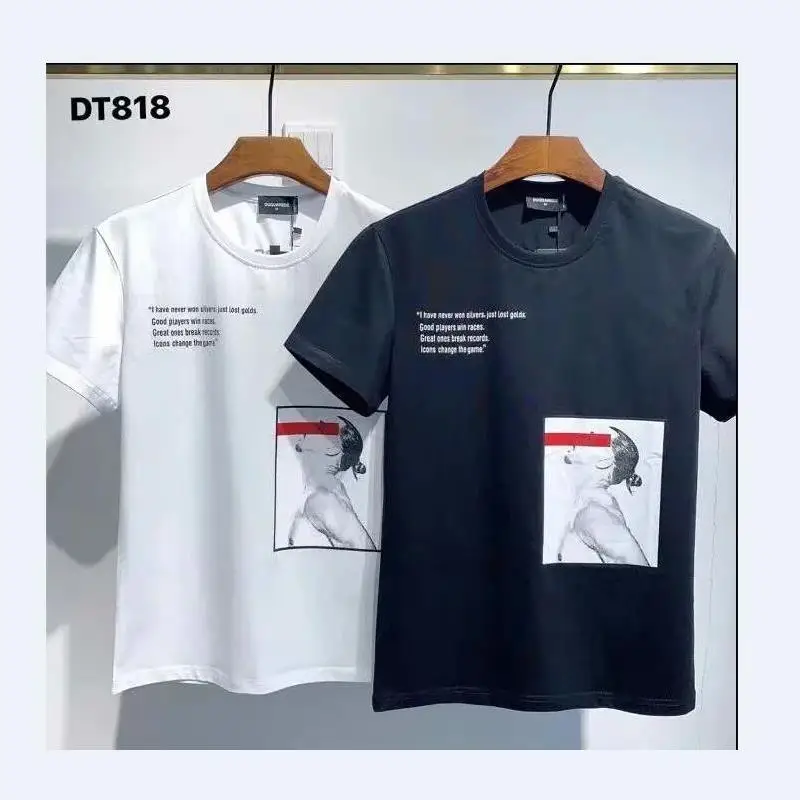2023 Men's Creative DSQUARED2 Letter Print Trendy Cotton Summer Top DT818