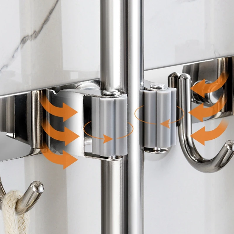 Настенный кронштейн из нержавеющей стали 5 стеллажей и 4 крючка органайзер для