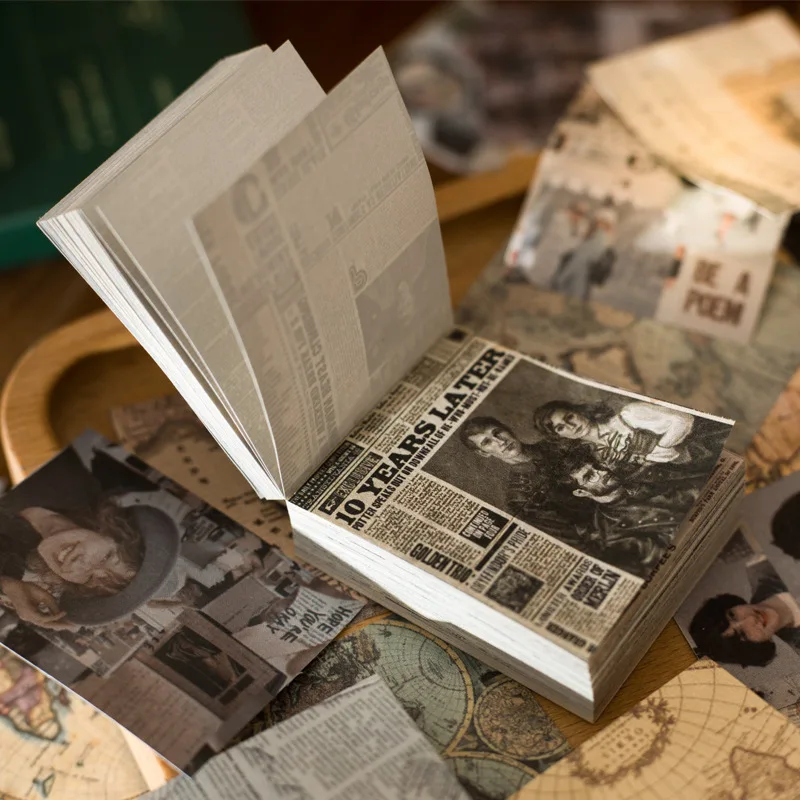 

1Pack Note Memo Pad Material Paper for Scrapbooking Supplies Decoration Supplies Stationery Vintage Newspaper 40*50MM