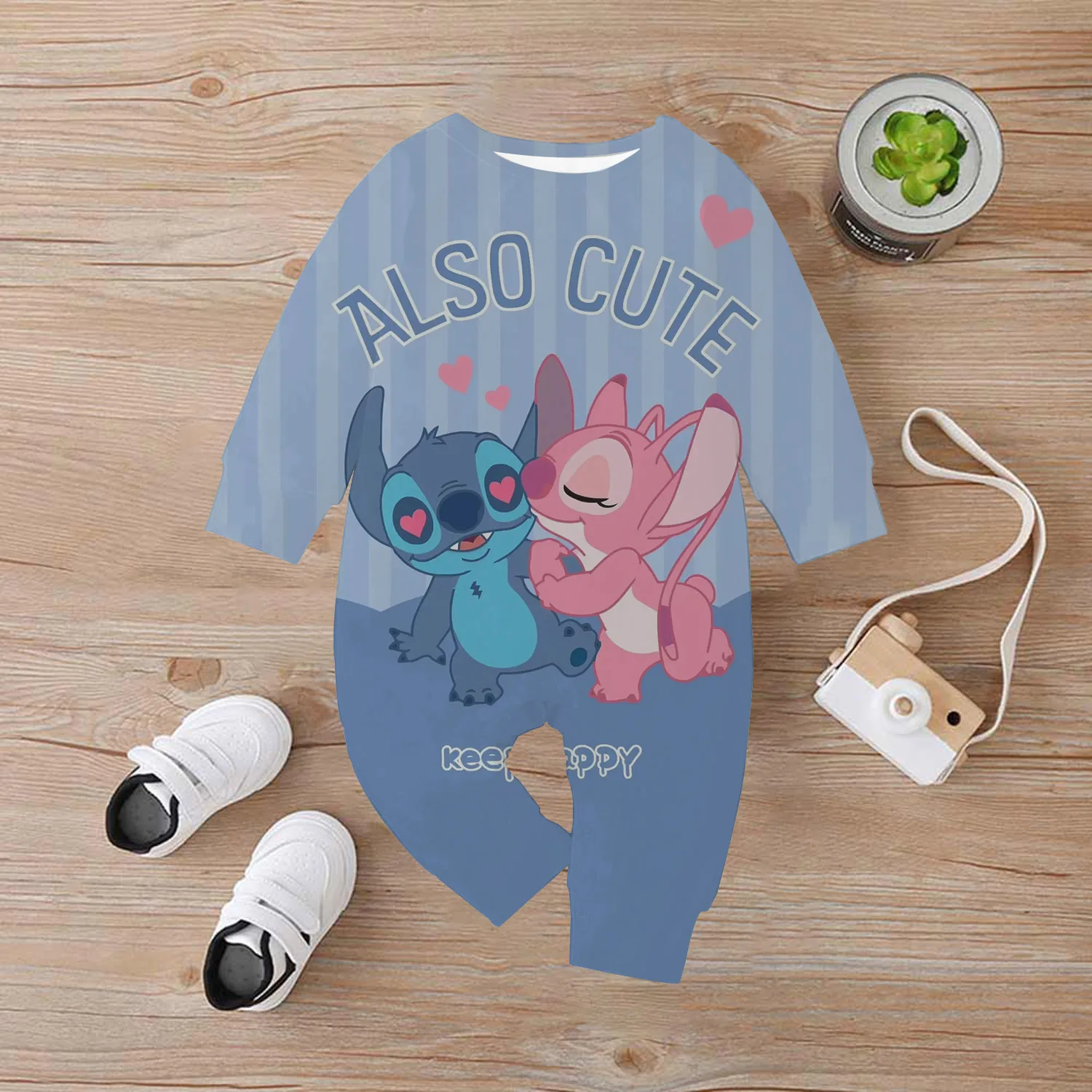 Детский комбинезон с рисунком аниме Stitch and Angel детский для мальчиков и девочек 0-4