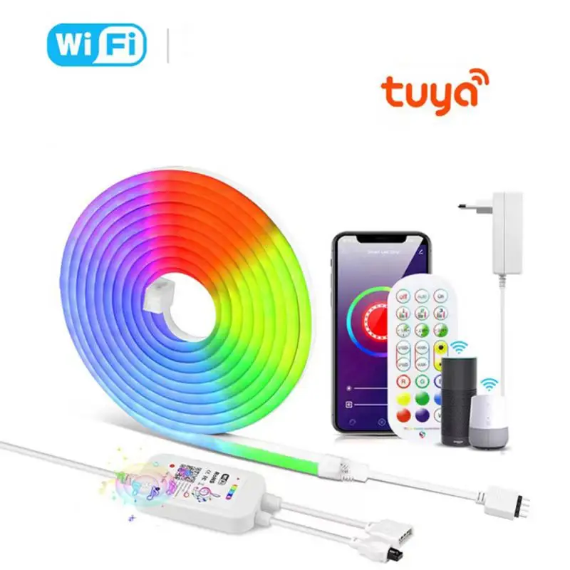 

App Control Smart Lamp Waterproof Rgb Led Strip Neon Lights Timing Neon Sign Tape Work With Alexa Google Home Tuya