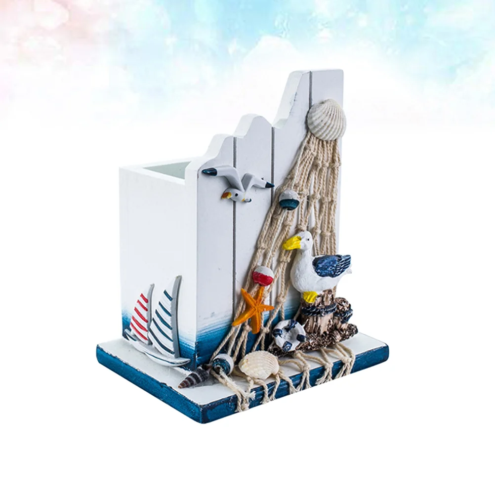 

Wooden Pen Container Home Decoration The Mediterranean Holder Desk Bamboo Topper