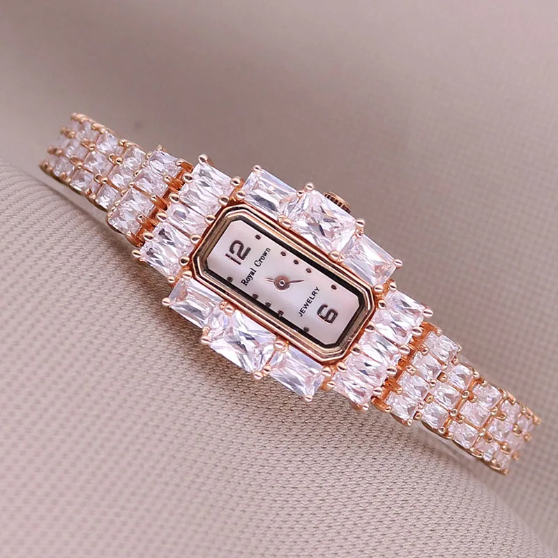 Royal Crown Lady Women's Watch Japan Quartz Fashion Luxury Jewelry Hours Mother of Pearl Bracelet Rhinestone Girl Gift Box
