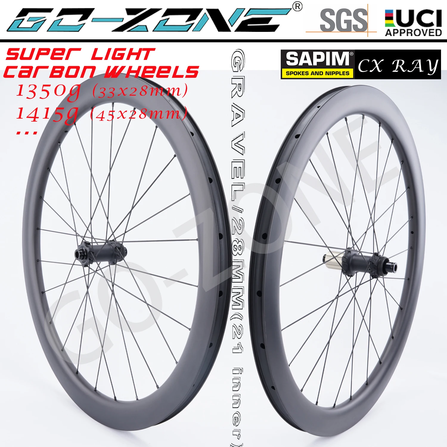 Одобренные UCI супер легкие карбоновые дисковые колеса 1350g 700c Sapim CX Ray 28 мм