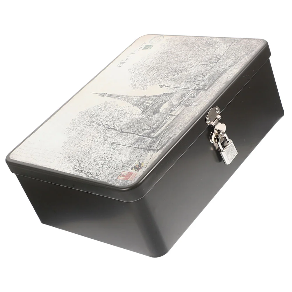 

Box Storage Metal Tin Lock Treasure Key Treat Case Tinplate Decorative Tag Gift Jewelry Bank Piggy Sugar Tea Cookie Stationery