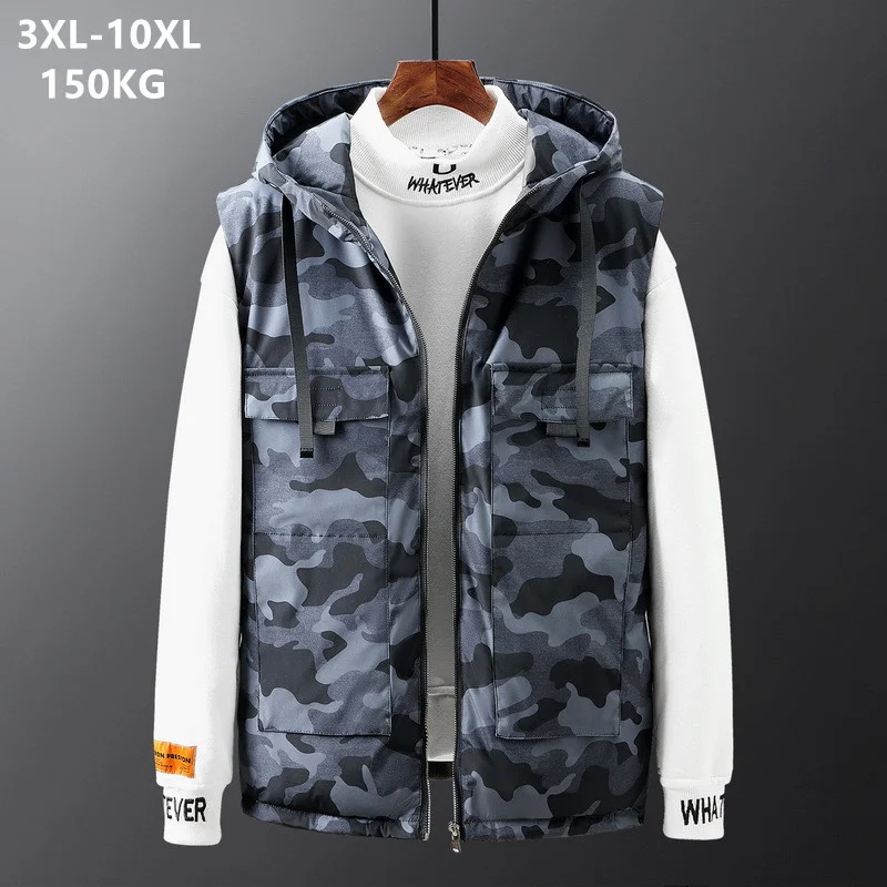 

Men Vests Winter Sleeveless Jacket Cargo Man Hoodies Thick Camouflage Men's Clothing Plus Size 6XL 7XL 8XL 9XL Mens Waistcoat