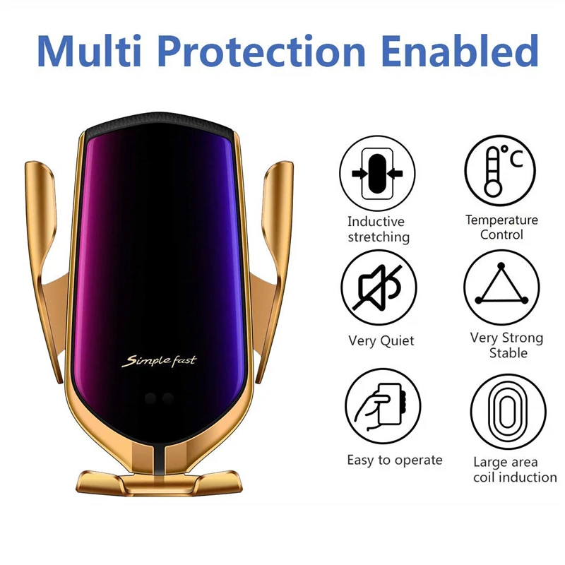

Automatic Clamping Infrared Auto Induction QI Car Wireless Charger Stand for IPhone 11 12 13 Pro Max Samsung Galaxy S20 21 Plus