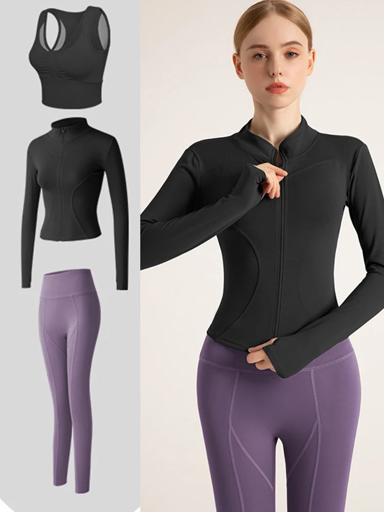 Seamless Women Yoga Sets Female Sport Gym Suits Wear Running Clothes Women Fitness Sport Gym Set Women Long Sleeve Yoga Clothing