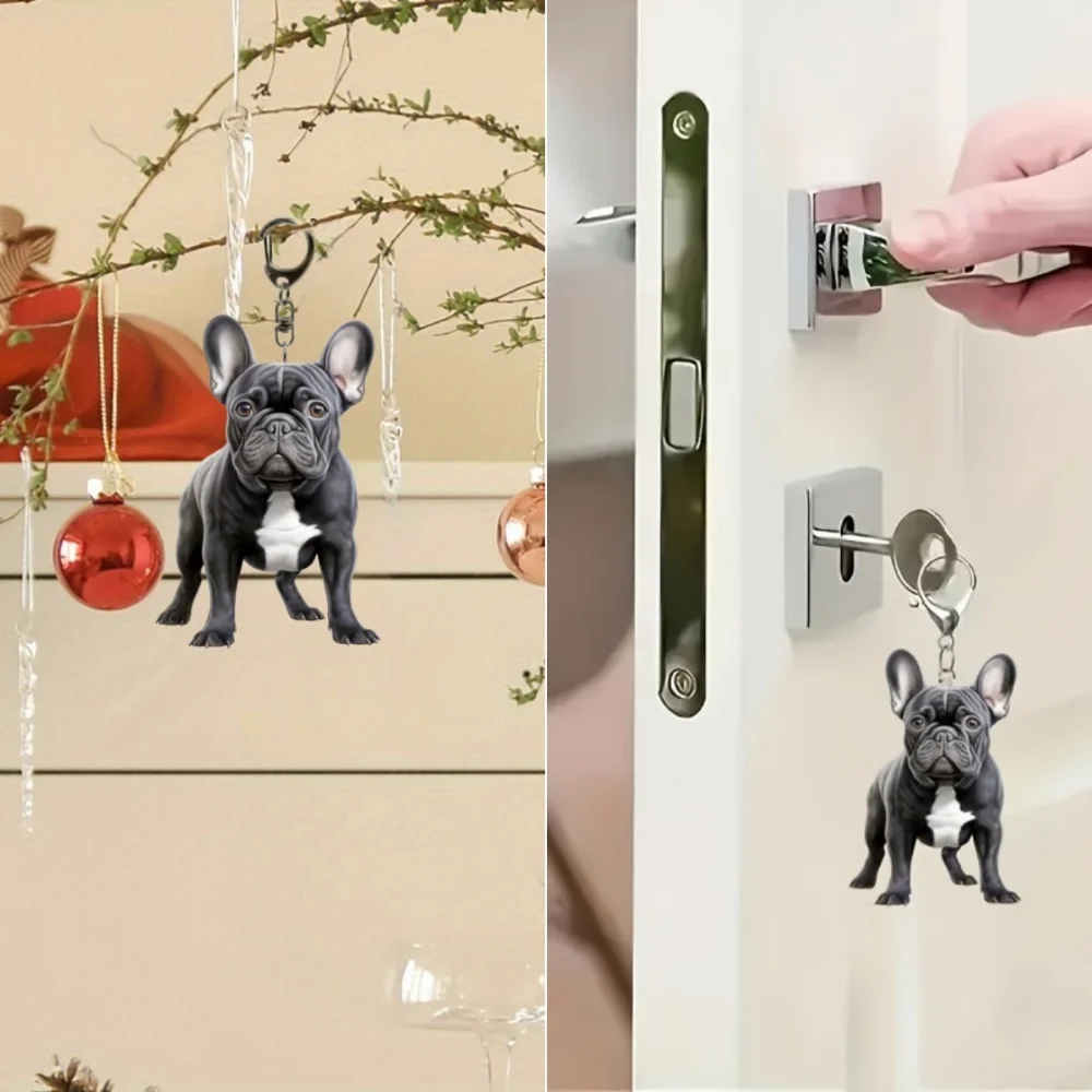 Очаровательный французский бульдог 2D акриловый кулон-брелок универсальный шарм