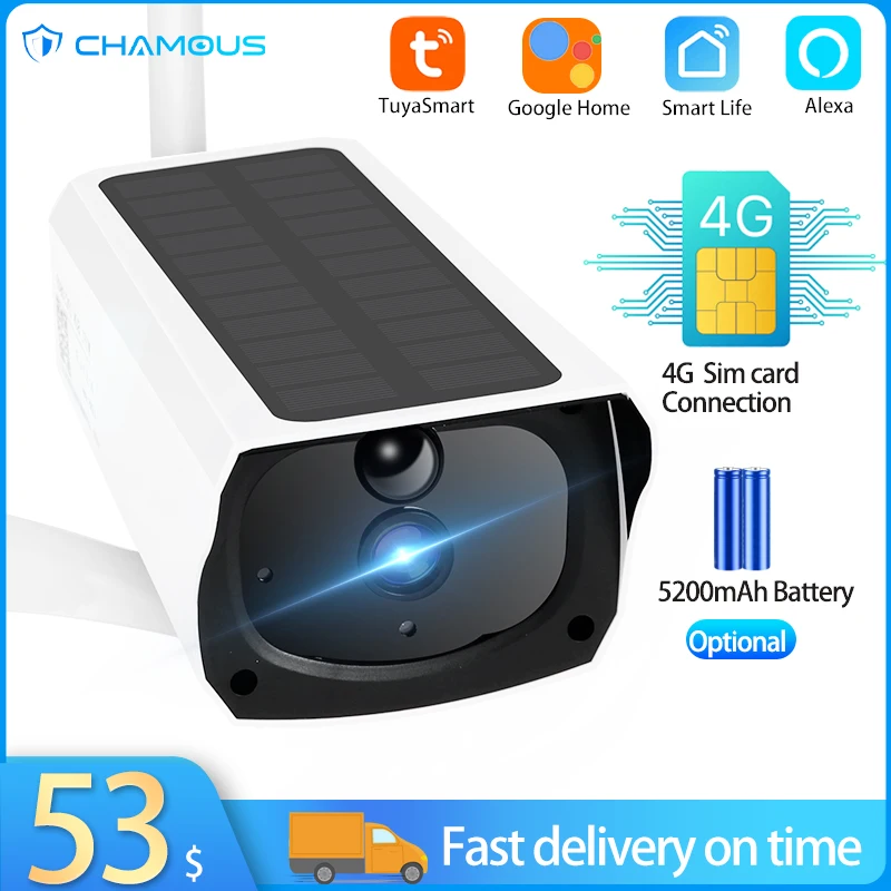

Tuya 4G Sim Card Video Surveillance Camera Solar Battery IP Camera Wifi CCTV Security Camera Outdoor Google Alexa Smart Home