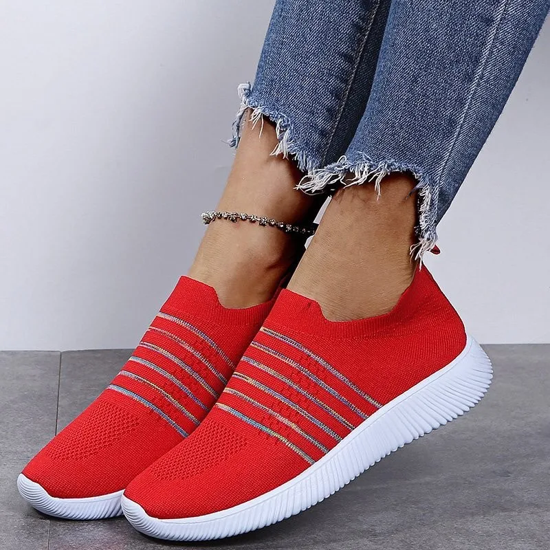 

2022 Ladies Summer Knit Vulcanized Shoes Ladies Sneakers Sneakers Fashion Socks Shoes Casual White Sneakers