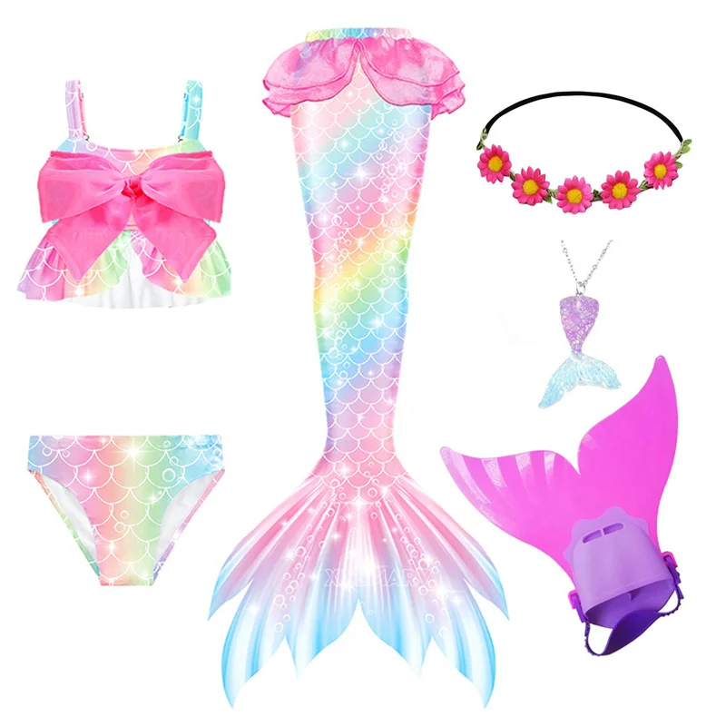 Женский костюм Русалочки с моноластами для Хэллоуина детский купальник бикини
