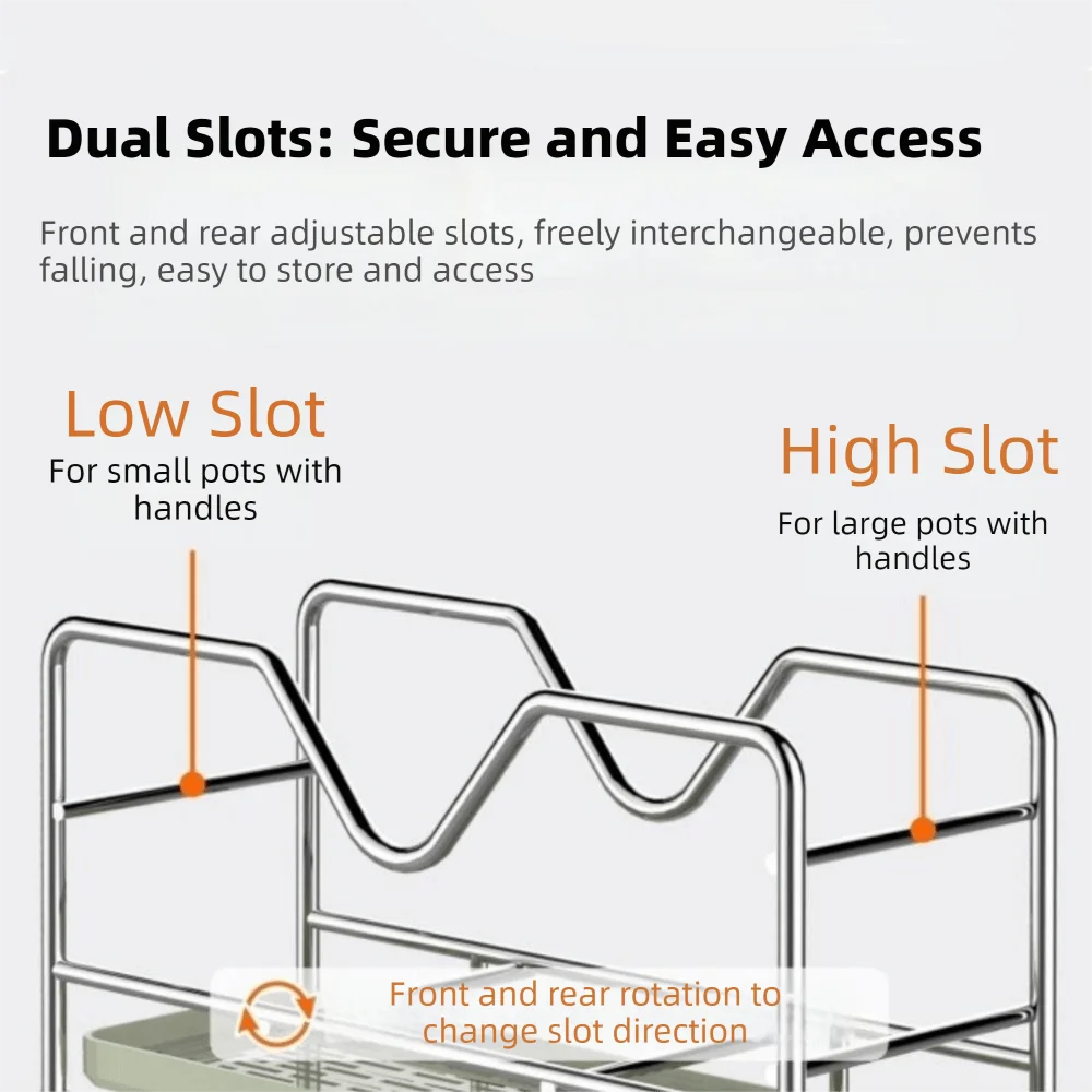 Фото Подставка для хранения кухонной утвари из нержавеющей стали, экономящая место, с дренажным поддоном, органайзер для крышек кастрюль и разделочных досок, устойчивая к ржавчине №4