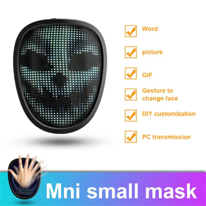 

LED Mask RGB Luminous Face Cover Light Up Face Changing Full-Color Display Flash Map Mask Halloween Party Cosplay Props