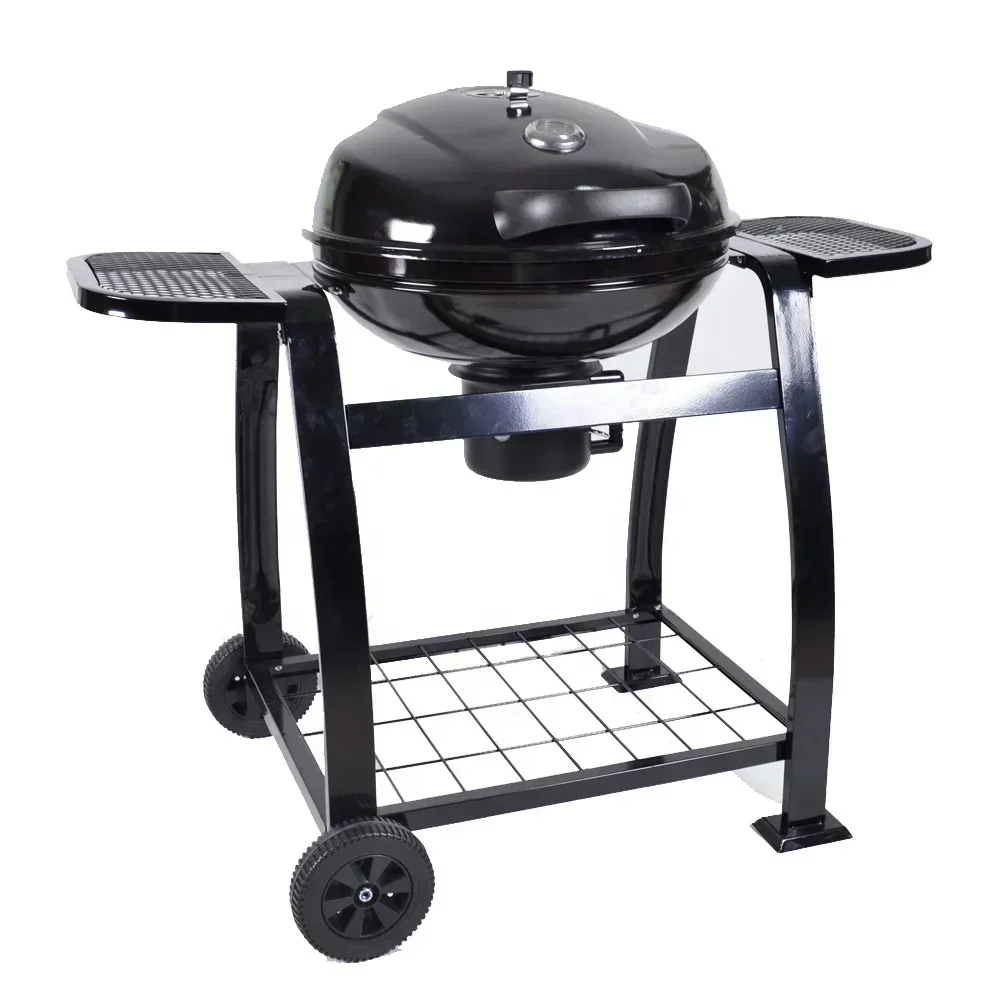 Фото #For Outdoor Two Side Table Black Trolley Kettle Bbq Grill Portable Charcoal Barbecue Grill №1