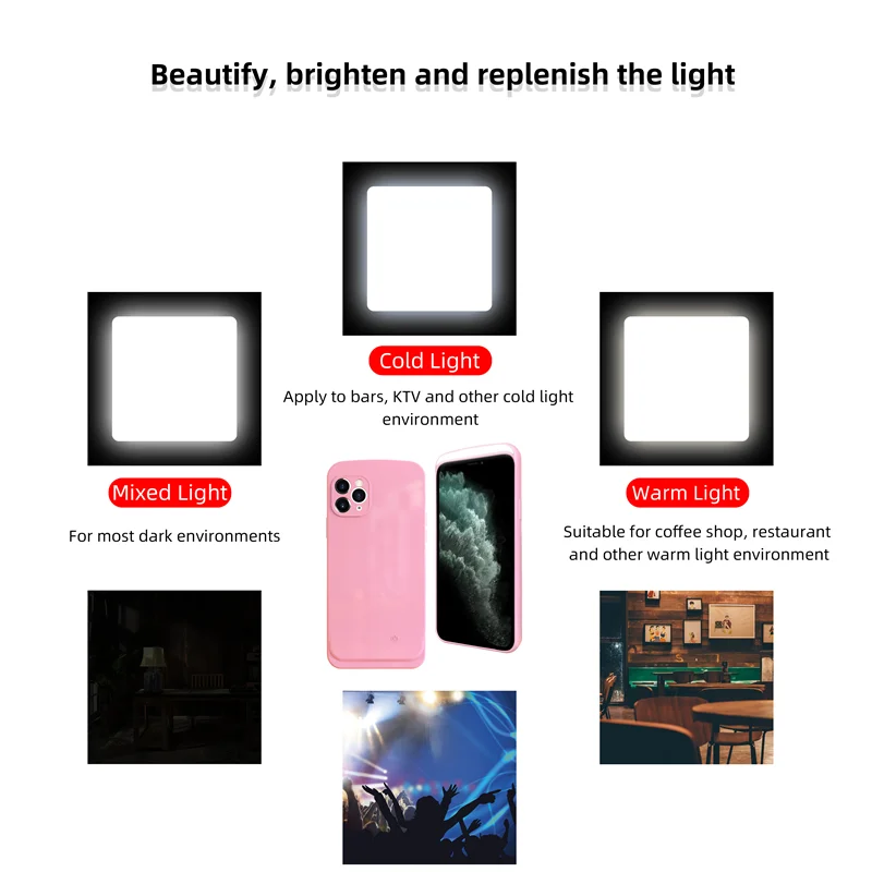 Selfie Beauty Ring Flash Phone Case For iPhone 13 12 11 Pro XS Max XR Cases with LED Selfie Light Portable Protective Back Cover