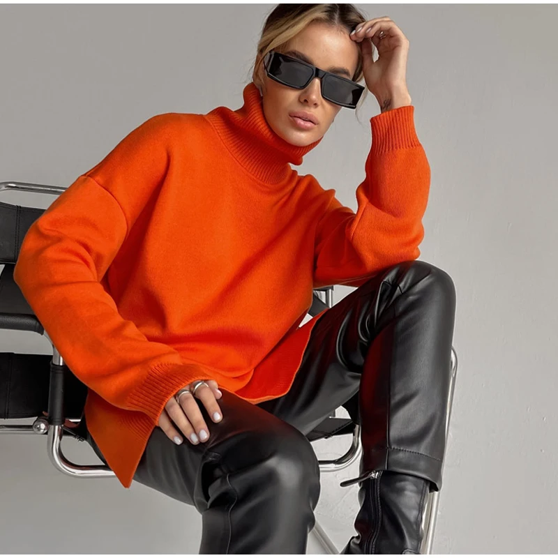 

Women's Turtleneck Sweater Winter Autumn Thick Warm Female Pullover Causal Knitted Oversize Cashmere Fashion Sweaters for Women