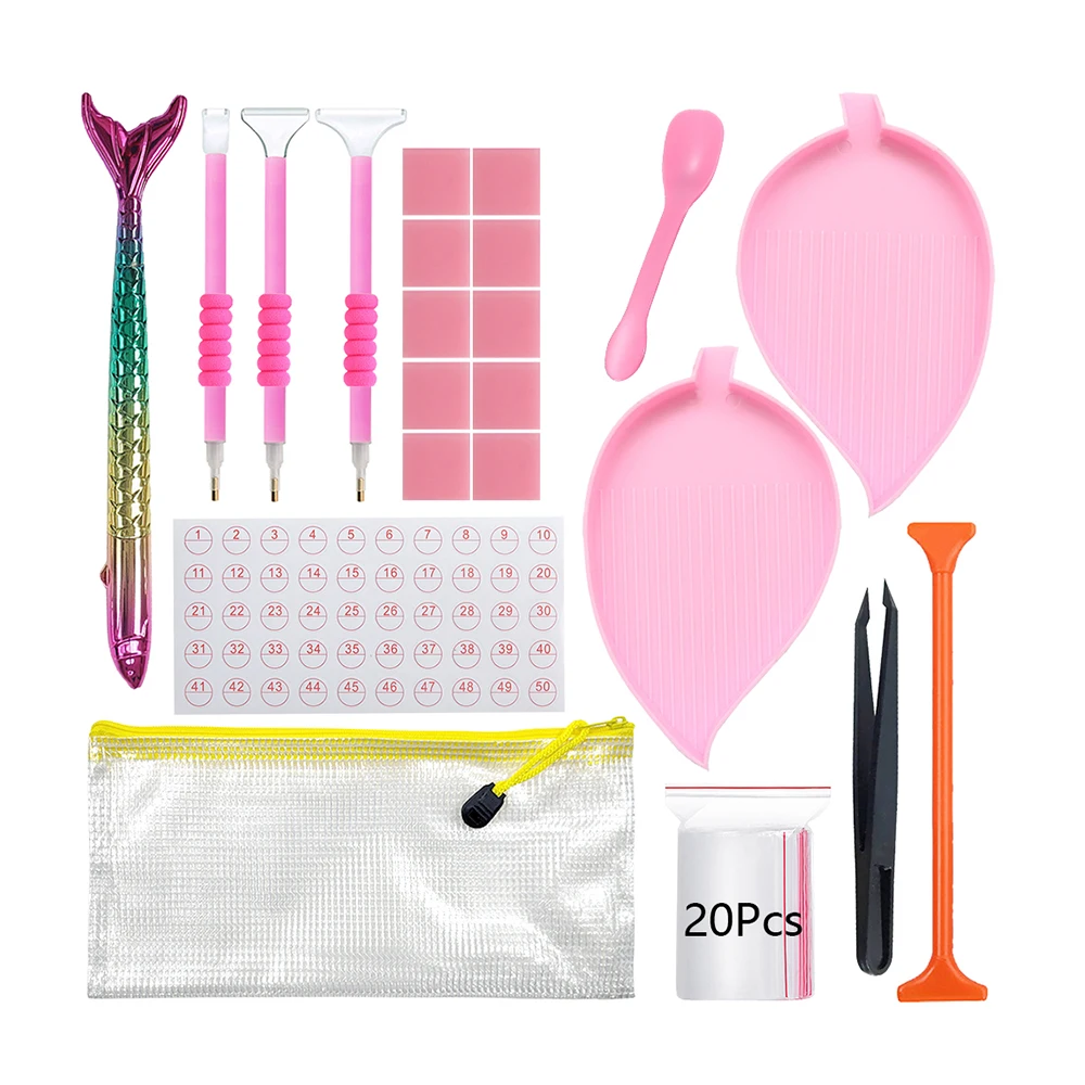 

Large Pink Leaf Shape Tray Diamond Painting Accessories 5D DIY Cross Stitch Embroidery Point Drill Tools Kit