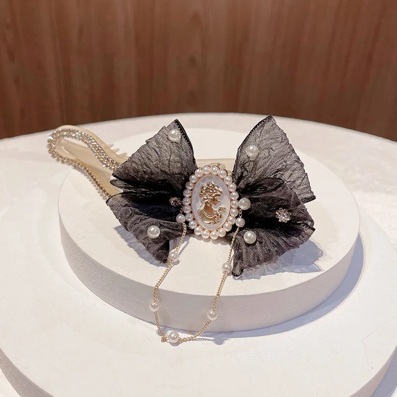 

Elegant Beauty Bow Hairpin Hair Clip Pearl Crystal Rhinestone Hairbows Luxury Jewelry for Girls Women Korean Hair Accessories