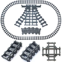 2022 new city trains flexible cross tracks straight curved soft rails switch building block models railways creative bricks toys