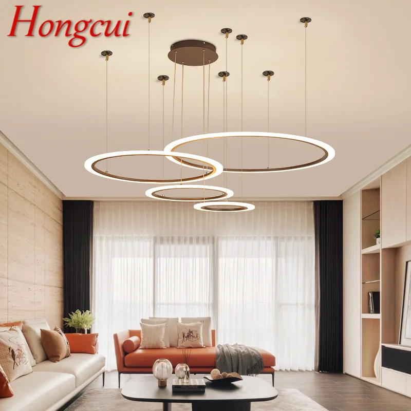 

Hongcui Modern Nordic Pendant Lamp Creative Design LED Vintage Ring Fixtures For Home Living Room Bedroom Decorative Light