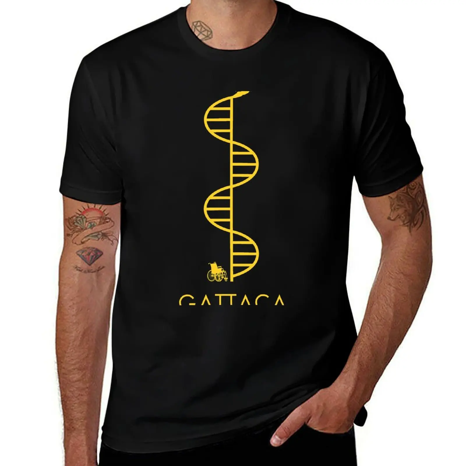 Фото GATTACA - Черная футболка больших размеров, летняя футболка с короткими рукавами №1