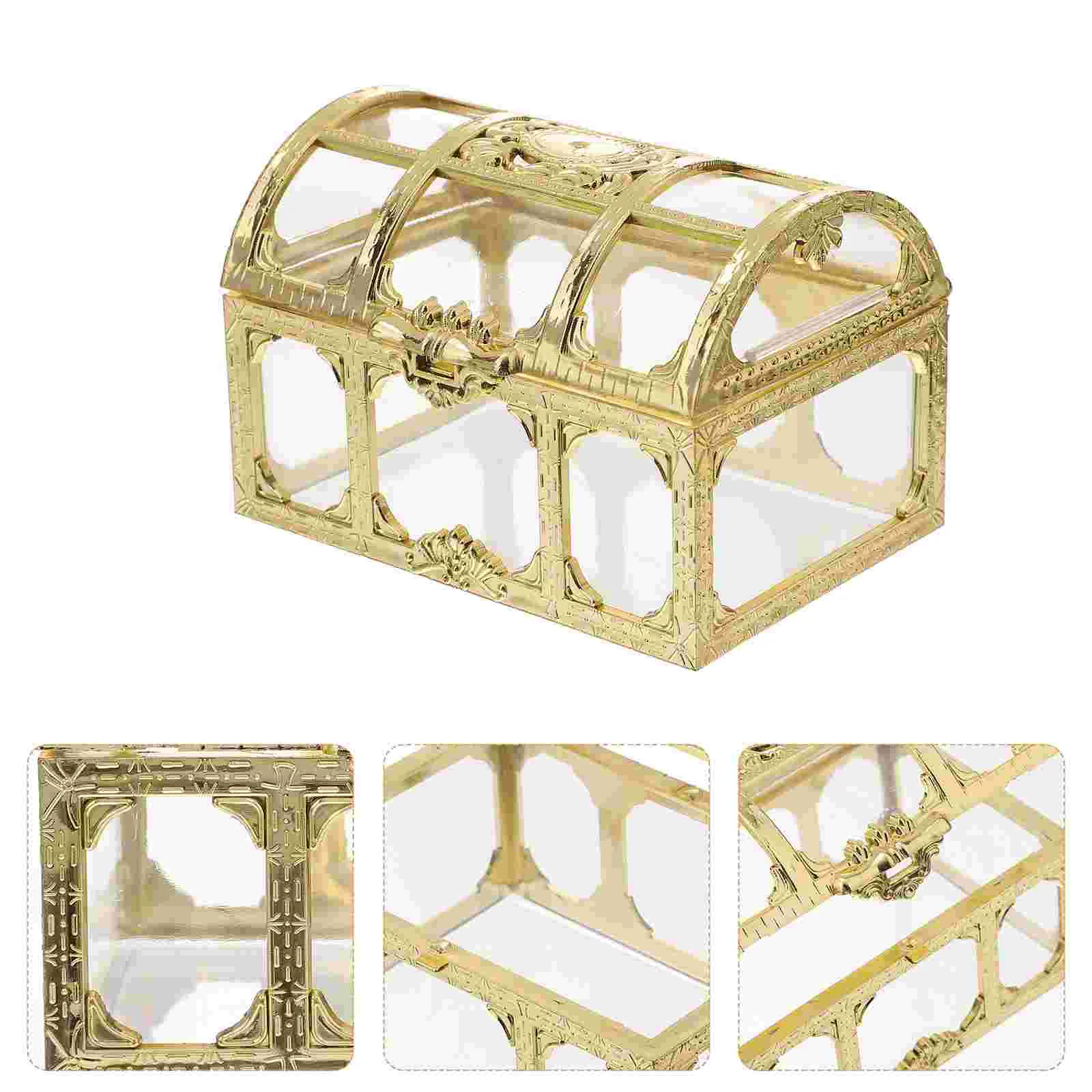 

2Pcs Vintage Pirate Box Jewelry Box Decorative Boxes Clear Trinket Keepsake Storage Trunks Organizer