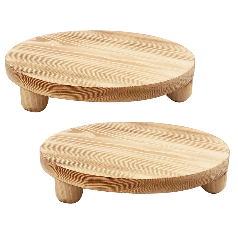 

2 Pack 10 Inch Wood Plant Stands Round Pot Flower Pedestal Riser Holder For Indoor Outdoor Display