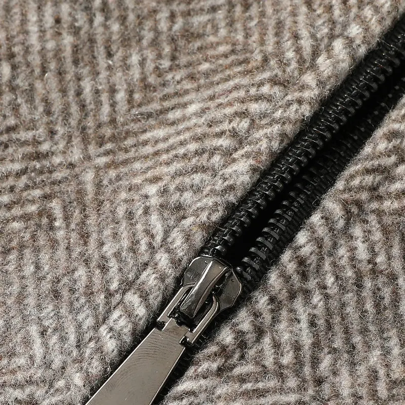 Мужская твидовая куртка цвета хаки Серая шерстяная из овечьей шерсти с