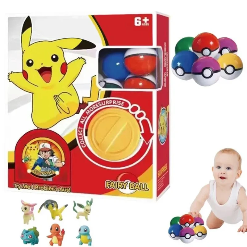 

Pokemon Genuine Pikachu Set Gashapon Machine Cute Action Figure Demon Slayer Mini Doll Model Boxed Toys for Kids Collection Gift