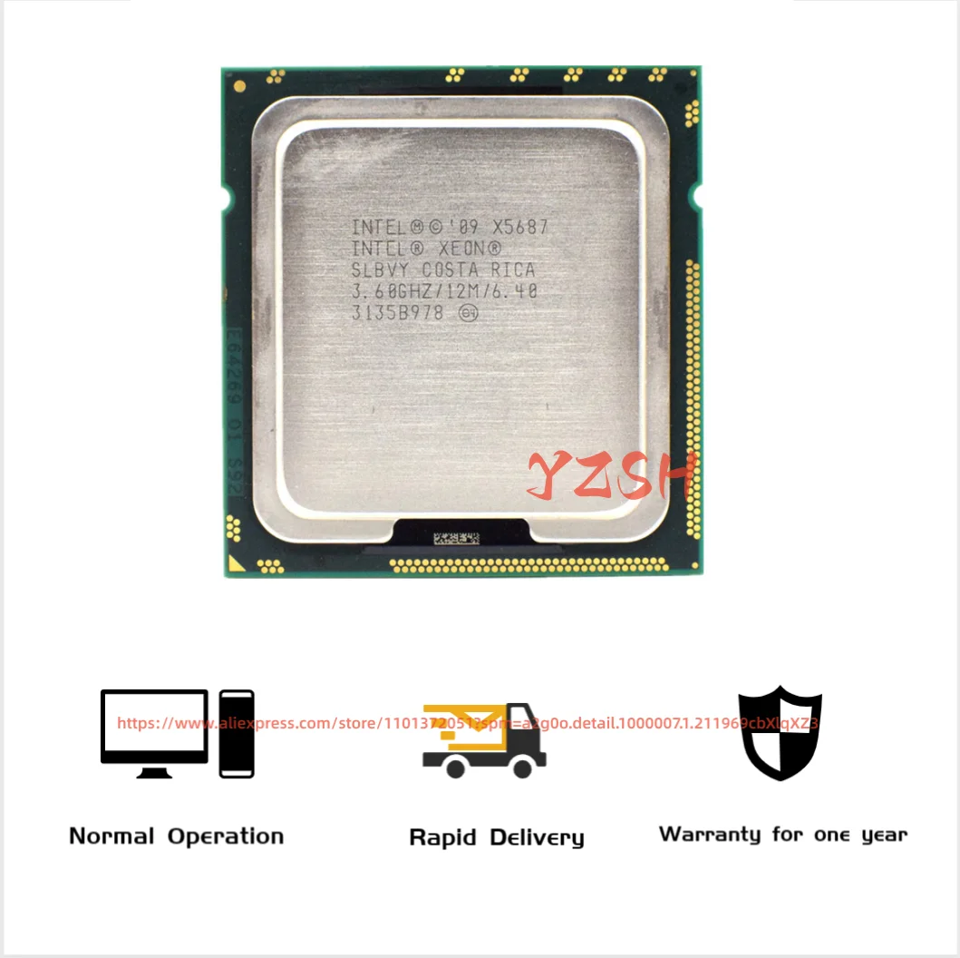 Процессор Intel Xeon X5687 3,6 ГГц 12 МБ четырехъядерный 1366 GT/s LGA SLBVY CPU