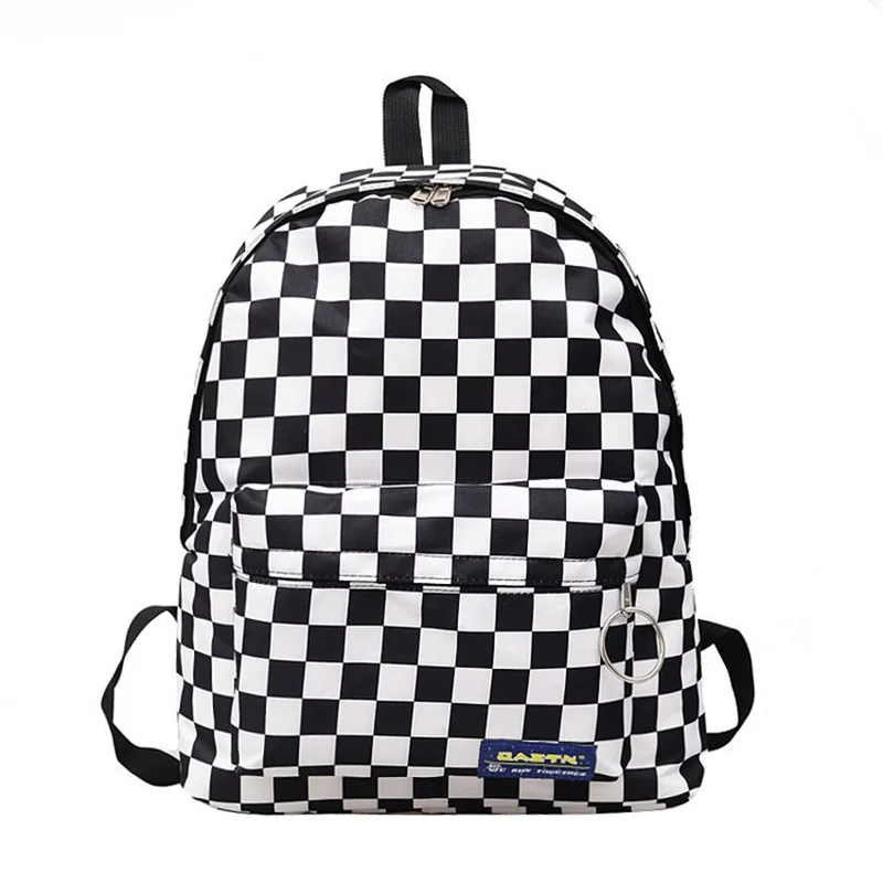 

2022 Unisex Plaid Nylon Female Travel Daypack Laptop Backpack Book Schoolbags Feminina School Casual Rucksack Women Bag Rugzak