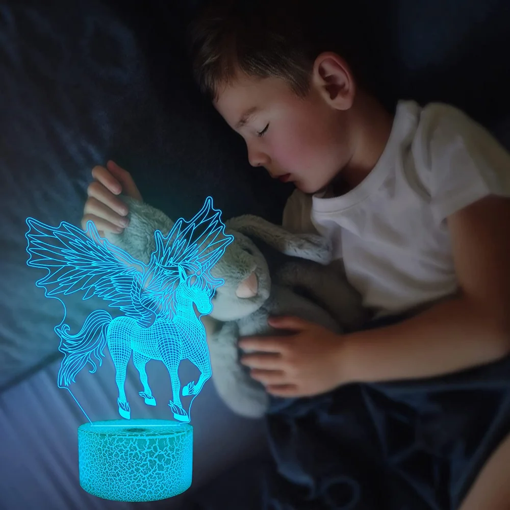 Ночные светильники с единорогом для девочек лампы спальни оптической иллюзией 16
