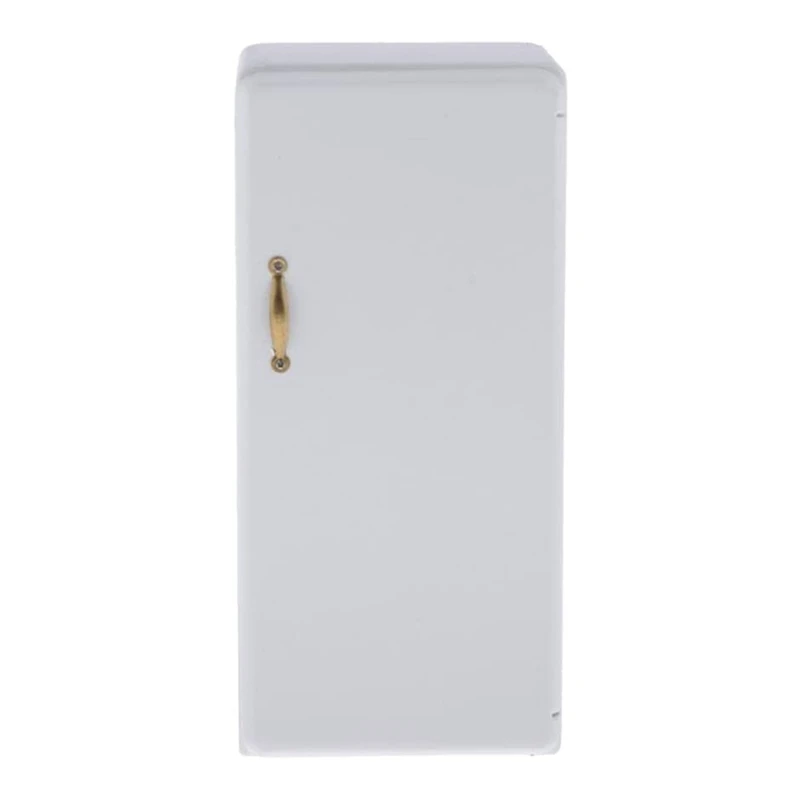 

1/12 Scale Dollhouse Miniature Wooden Single Door Refrigerator Simulation Fridge Model for Doll House Decoration Toy