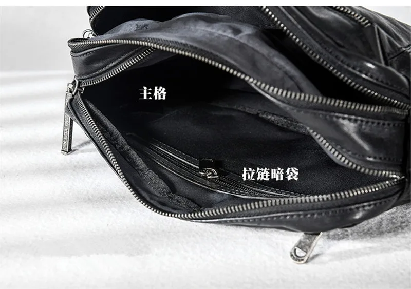 Casual designer genuine leather stitching men's black crossbody bag outdoor fashion high quality real cowhide teens shoulder bag