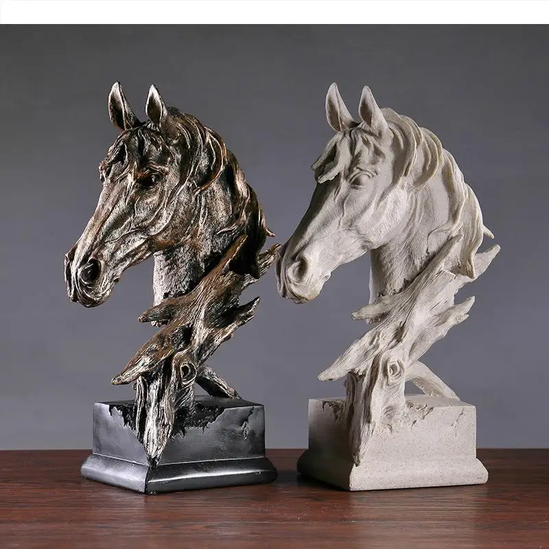 

Resin Horse Head Ornament Decoration Crafts Sculpture Knickknacks Figurines Display Statue Exhibit Statuette Decor Accessories