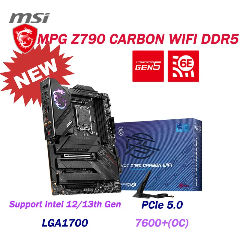 

MSI MPG Z790 CARBON WIFI Motherboard DDR5 LGA 1700 Intel Z790 Mainboard 128G Support Intel 12th 13th Gen PCI-E 5.0 M.2 ATX New