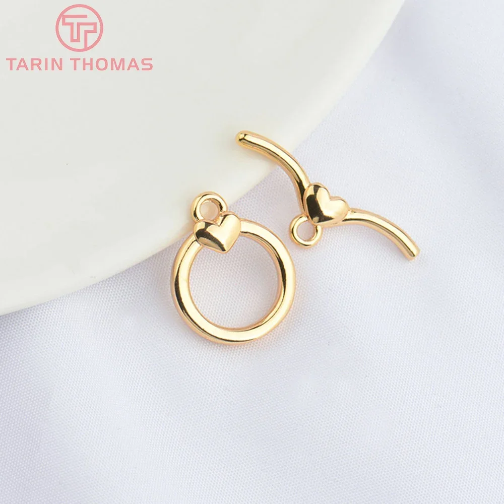 (4853) 6 компл. 13x14 мм 24-каратного золотого цвета латунный браслет с