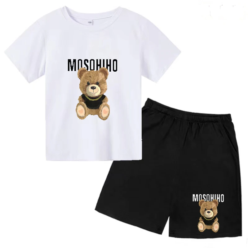 Children's Summer Clothes New Cartoon Printed T-shirt Boys and Girls Short Sleeved Pants Two-piece Charming Stylish Shirt Suit