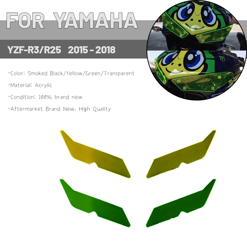 

For YAMAHA YZF-R3 YZF-R25 2015-2018 Motorcycle Headlight Cover Protective Screen Lens Acrylic Protective Cover Lampshade