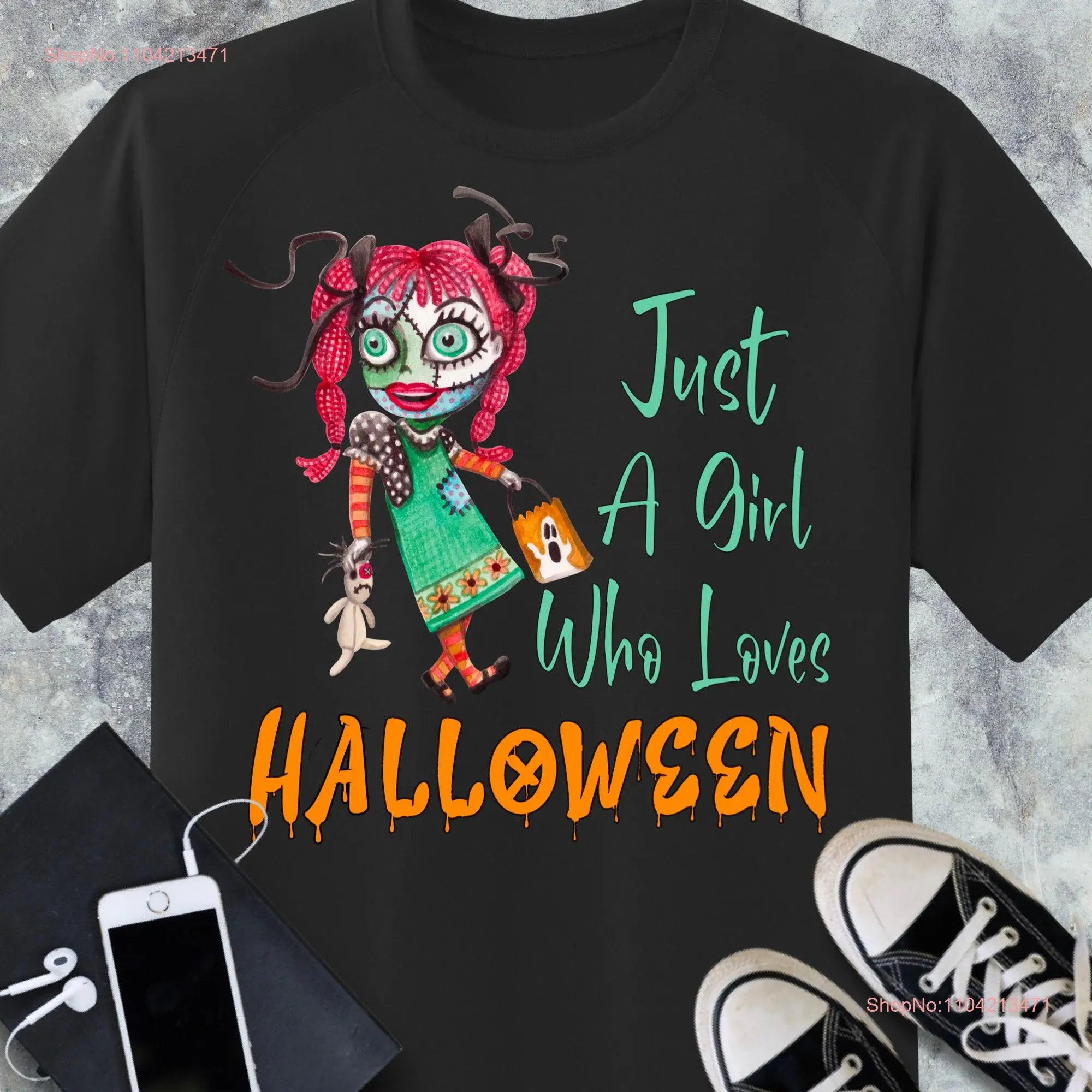 Футболка Просто девочка которая любит Хэллоуин забавная вечеринка страшные