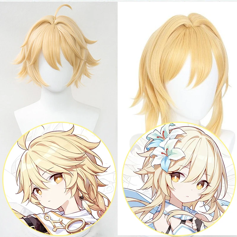 

Genshin Impact Traveler Cosplay Aether Lumine Blond Wig Cosplay Traveler Cosplay Wigs Heat Resistant Synthetic Halloween Party