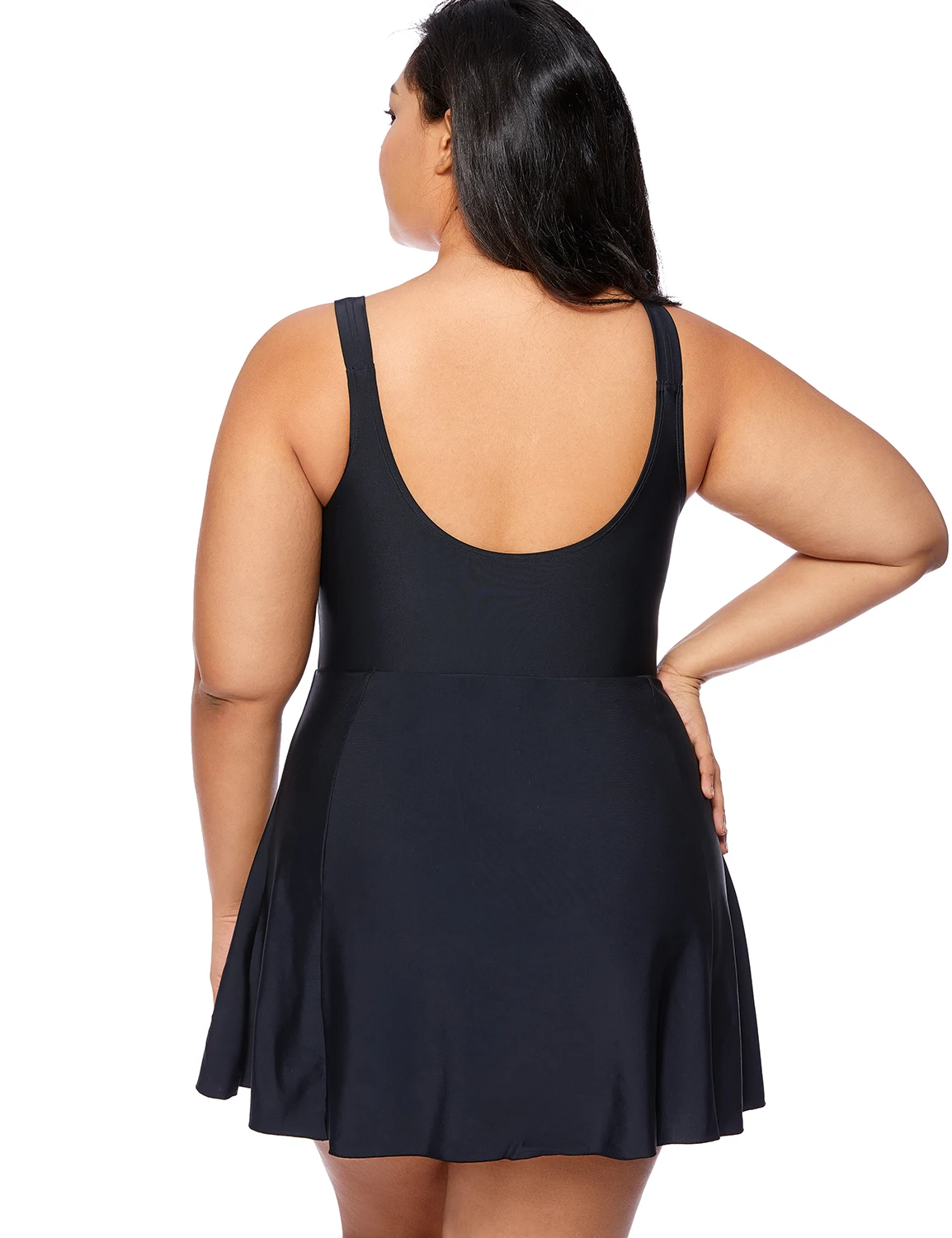 DELIMIRA Women's Modest Swimdress Plus Size One Piece Swimsuit Floral Skirted Swimwear With Light Padded Cup Quick Dry