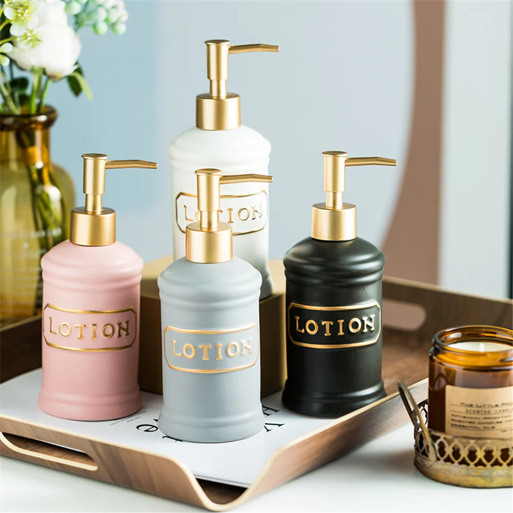 

340ml Hand Sanitizer Bottle Bathroom Ceramic Soap Dispenser Shower Gel Shampoo Bottles Household Empty Press Sub-bottling