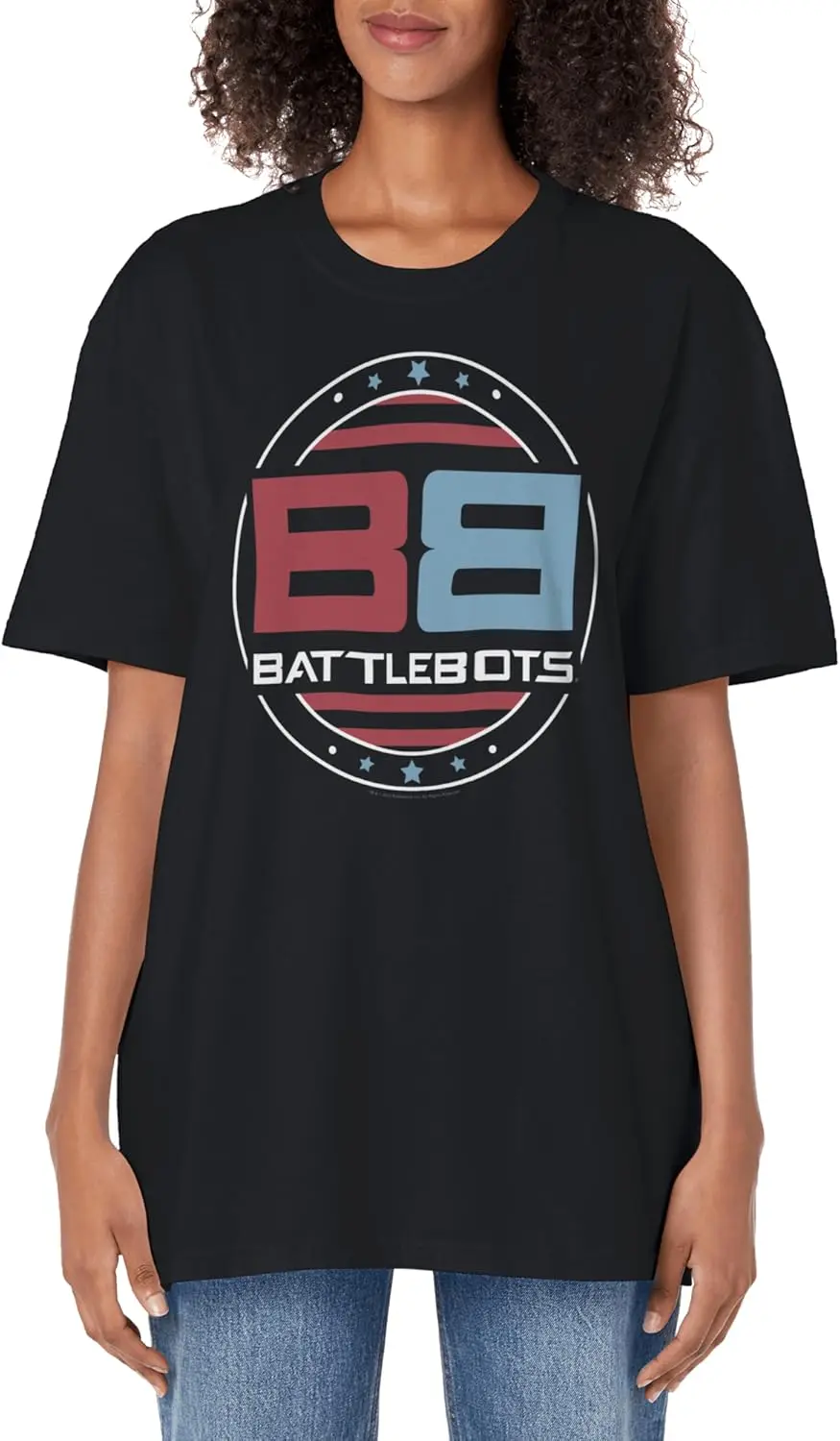 BattleBots Patriotic American Flag Circle Logo Adult Oversized Vintage T-Shirt