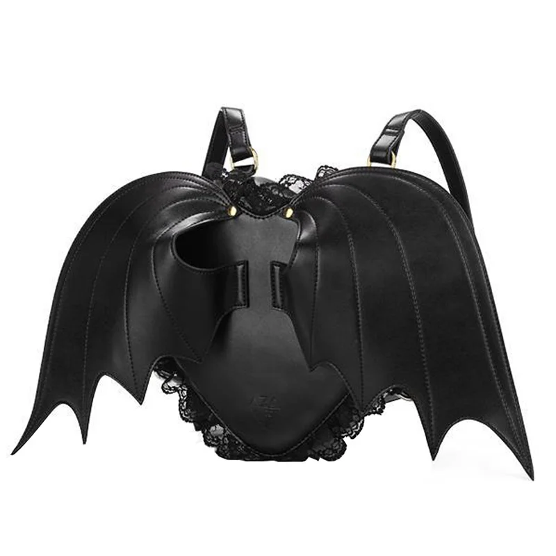 

Women Backpack Bat Wing Backpack Punk Stylish New School Bag for Girls Bat Bag Angel Wings Backpack Cute Little Devil Package